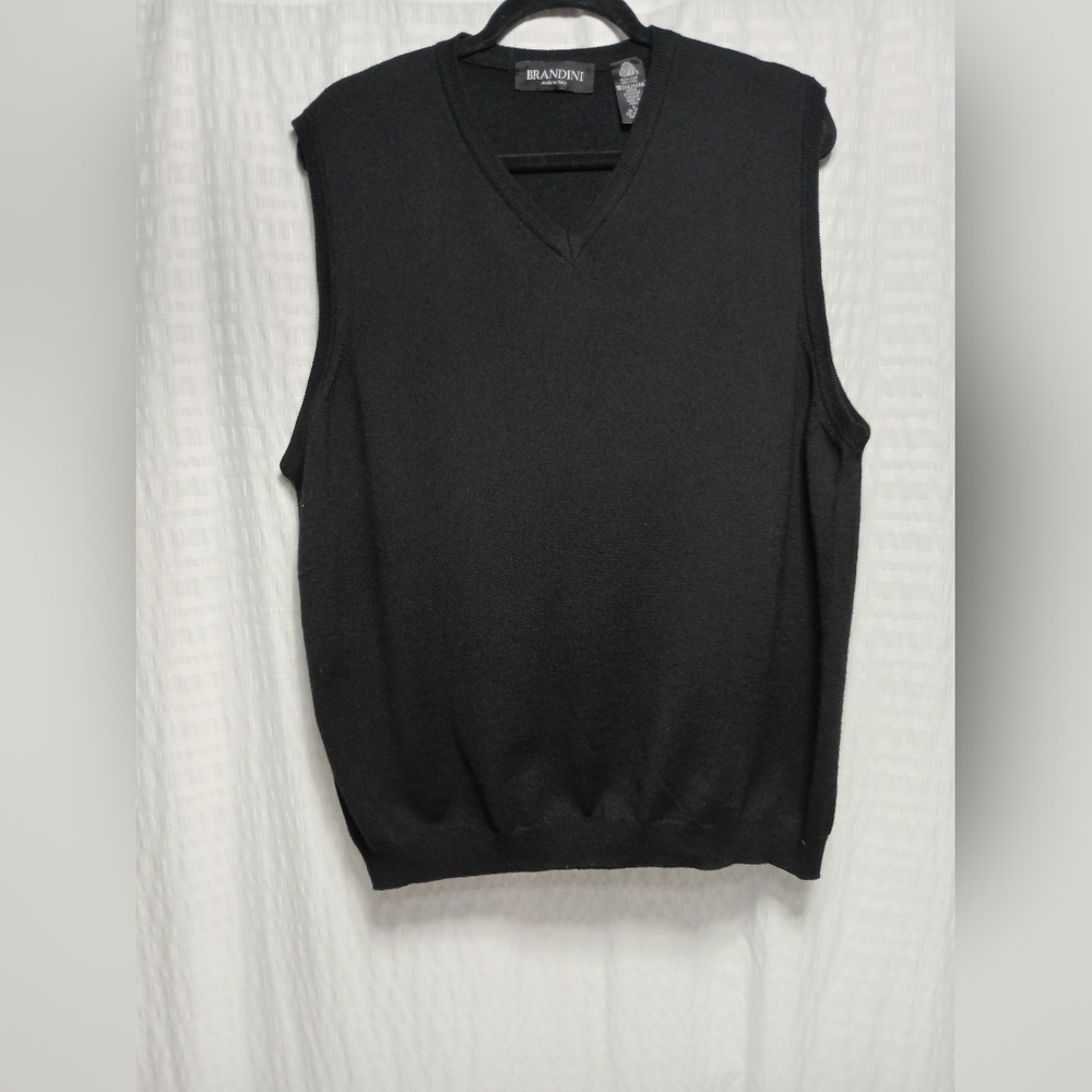 Brandini 100% Fine Merino Wool V Neck Vest. Men's L